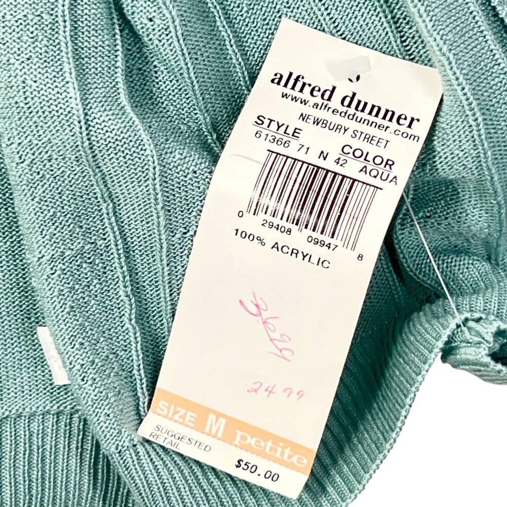 NWT Vtg Alfred Dunner Cardigan Sweater Button Down Blue USA PM Ribbed Knit - Picture 8 of 11